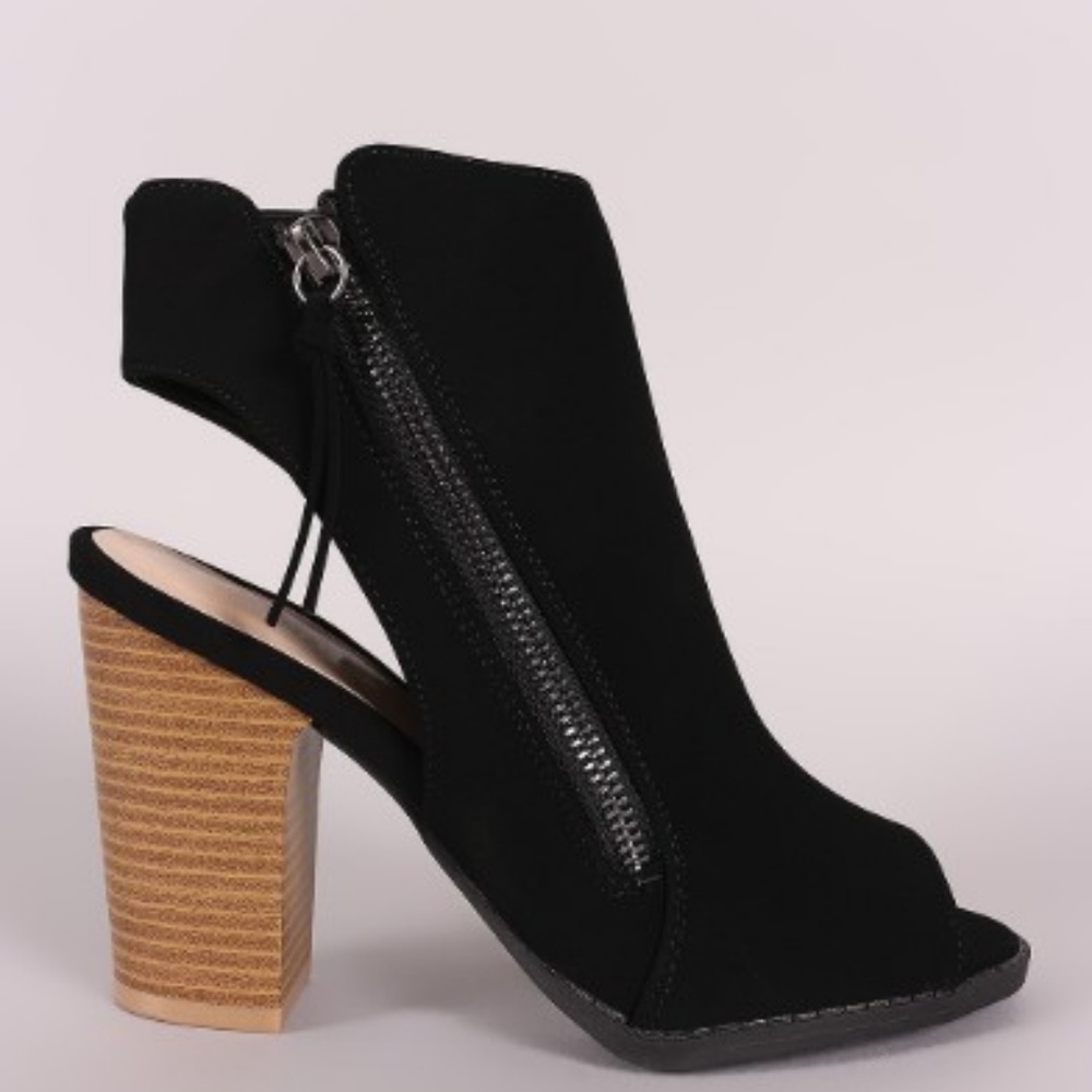 Size 6 & 9!Black Ankle Peep Toe side Zipper Bootie - Picture 4 of 4